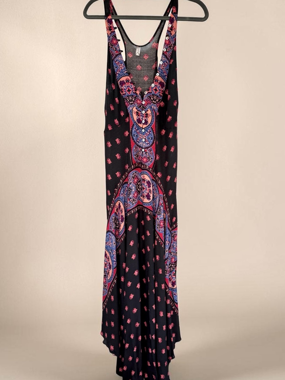 Free People Intimately Faithfully Yours Black Paisley-Panel High-Low Maxi Dress - Picture 5 of 15
